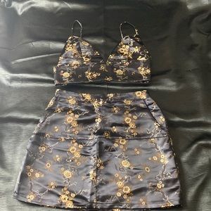 Black Oriental Print Solaris Style Two Piece Set